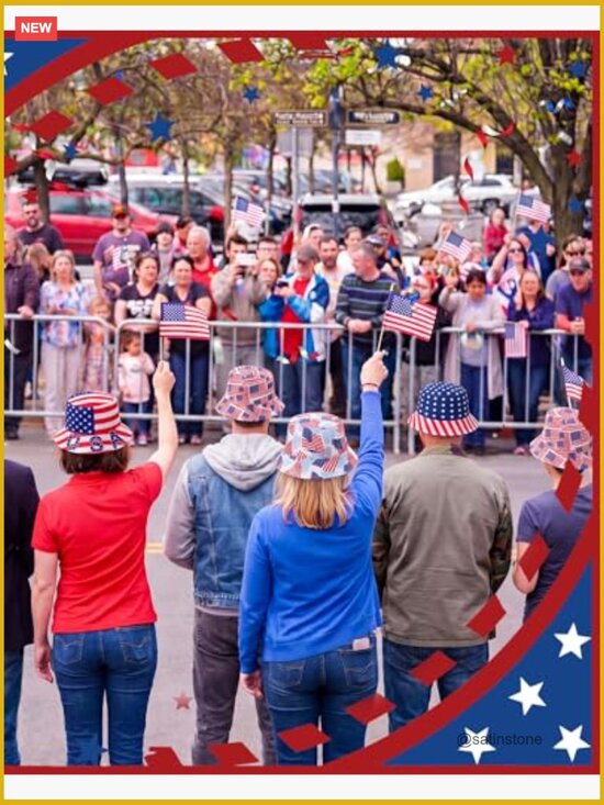 12 Pcs Patriotic Bucket Hats 4 Styles Fisherman Caps 4th of July Party Favors main image 4